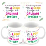Caneca Amigo Oculto Divertido - Minha amiga secreta não vale a pena, vale a galinha inteira