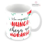 Caneca Amigo Oculto Divertido - Meu amigo secreto nunca chega no horário