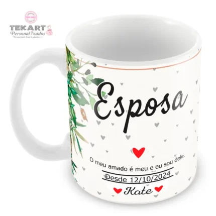 Presenteie com amor com esta caneca personalizada, perfeita para celebrar o início de uma nova jornada a dois.