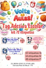 Kit com 72 etiquetas escolares personalizadas Volta às Aulas com nome e turno do aluno - Tekart Personalizados Magé RJ