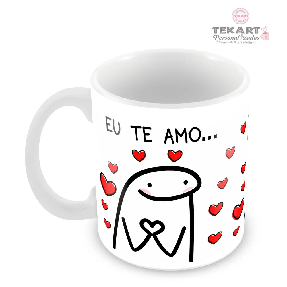Eu te amos, mas às vezes dá vontade de... Caneca Flork casal com frase Eu Te Amo Mas Às Vezes Dá Vontade De e ilustração divertida de casal apaixonado